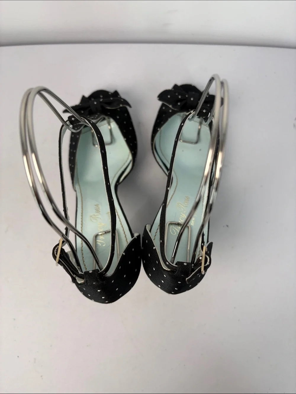 🥿 Tracy Reese Polka Dot fabric T-Strap Block Heel Pumps - Black